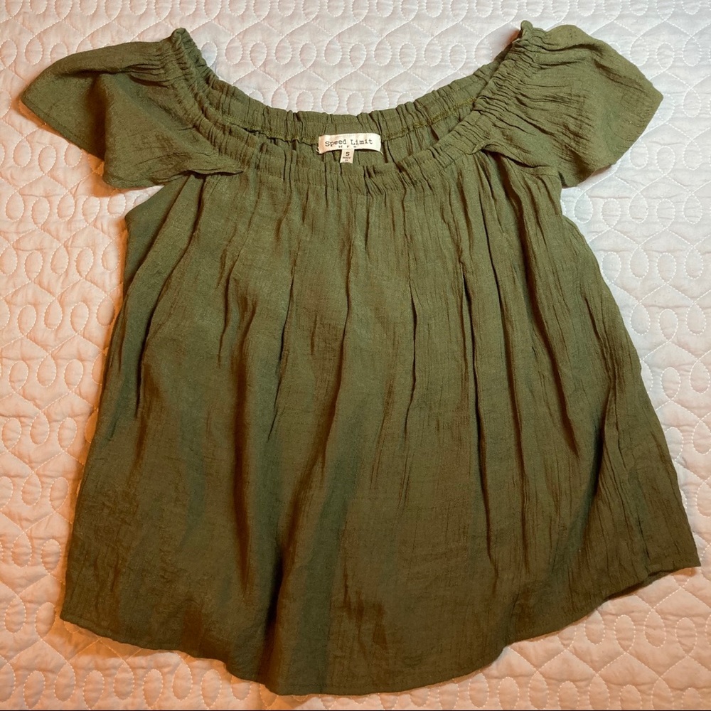 *SOLD* Olive Off-the-shoulder Blouse